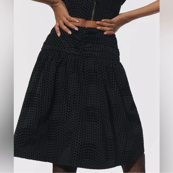 Anthropology Maeve Taffeta Dot Midi Skirt Black Size 12 NWT - Picture 6 of 9